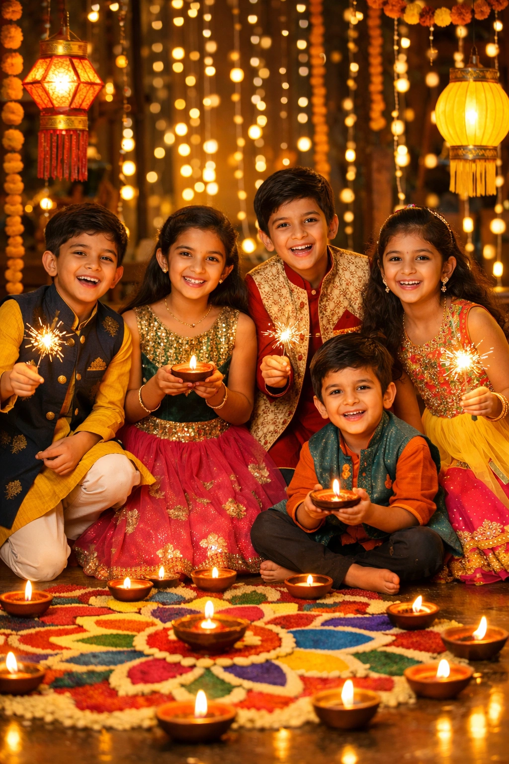 Kids wearing trendy Diwali festive clothing at XTRO kids fashion store in Coimbatore