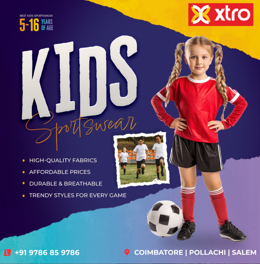 Kids sportswear in Coimbatore XTRO sports clothing