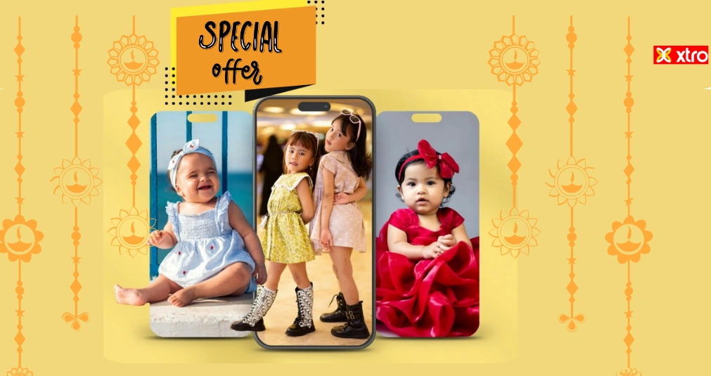 Cute kids wearing trendy Diwali festive outfits with colorful traditional dresses